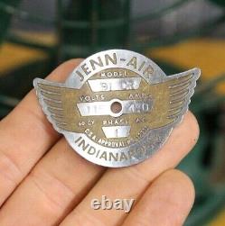 Vintage Stove Range Brass Emblem Jenn Air Pilot Airplane Wing Badge Indianapolis